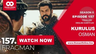 Kurulus Osman Season 5 Episode 157 trailer snapshot showing intense confrontation, promising a high-stakes drama.