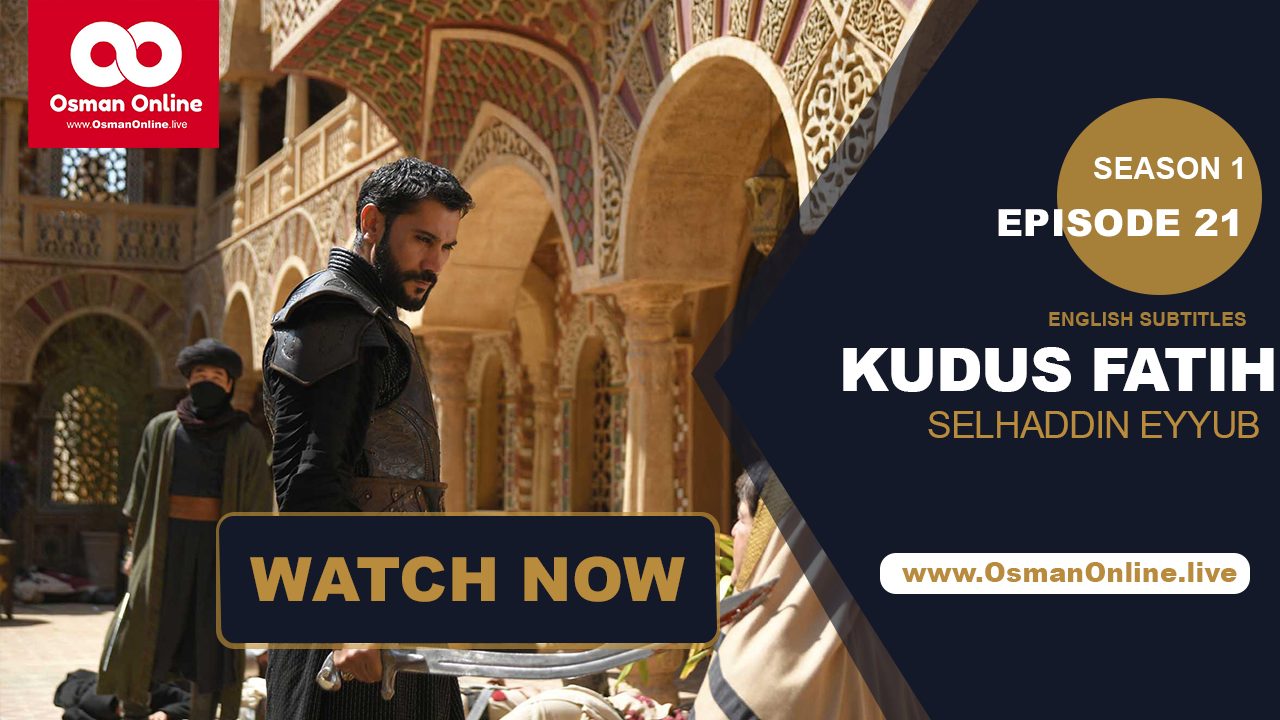 Scene from Kudus Fatihi Salahaddin Eyyubi Episode 21 showing Salahaddin leading his forces into battle against the Crusaders