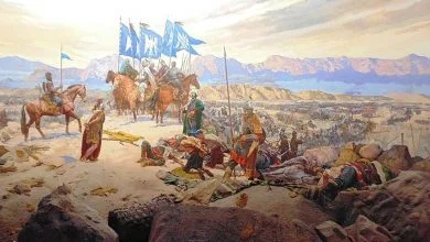 Sultan Alp Arslan leading the Seljuks to victory in the Battle of Manzikert, depicted in a dramatic reenactment on OsmanOnline.live.